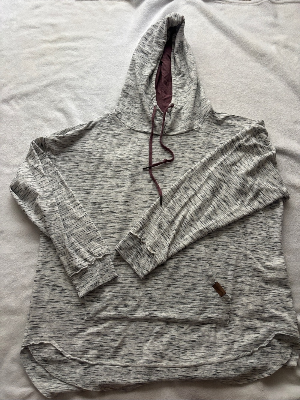 Maurices Light Gray Marled Hoodie with Mauve Lined Hood